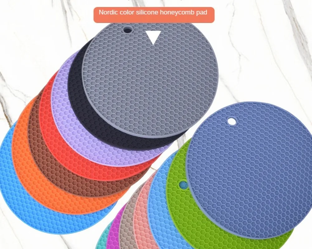 

2pcs Multifunctional Round Heat Resistant Silicone Mat Cup Coasters Non-slip Pot Holder Table Placemat Kitchen Accessories Tool