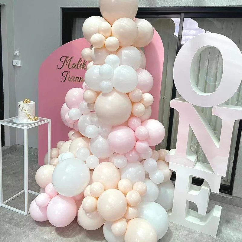 

124pcs Macaron Orange Pink White Latex Balloon Decorate Garden Arch Kit for Wedding Decor Baby Shower Birthday Party Decoration