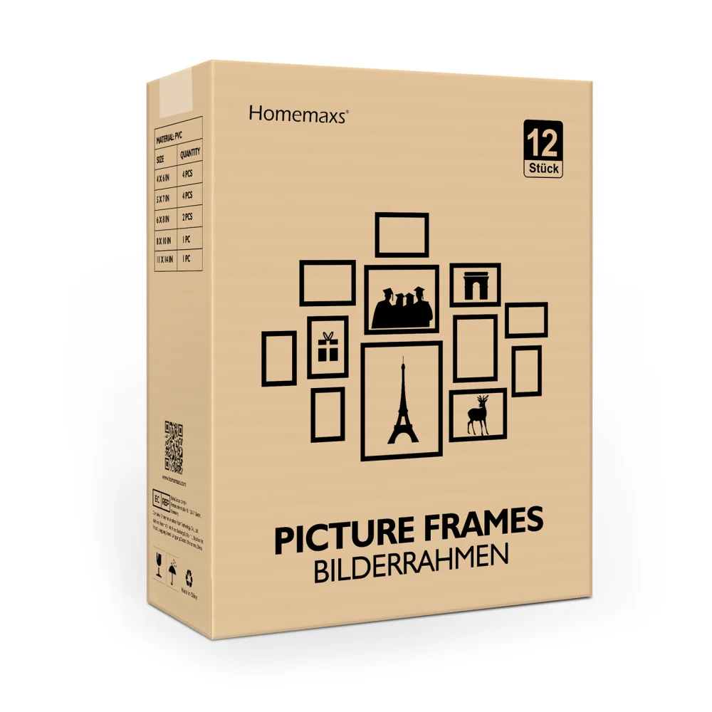 

HOMEMAXS 12PCS Vintage Picture Frames Photo Frame Holder Family Class Wall Gallery Kit with Hanging Hook