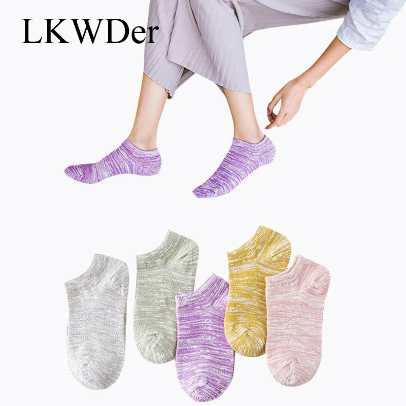 

LKWDer 5 Pairs Women Short Socks Vintage Nation Style Casual Ankle Socks Women's Low Cut Absorb Sweat Female Boat Socks Meias