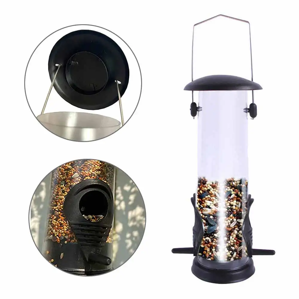 

Bird Feeder Transparent Viewing Window Bird House Feeder Food Bucket Holder Park Garden Tree Hang Animals Supplies