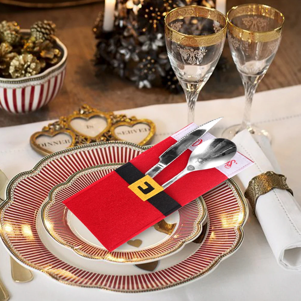Рождественский контейнер для столовых приборов мешочек ножей и вилок сумки