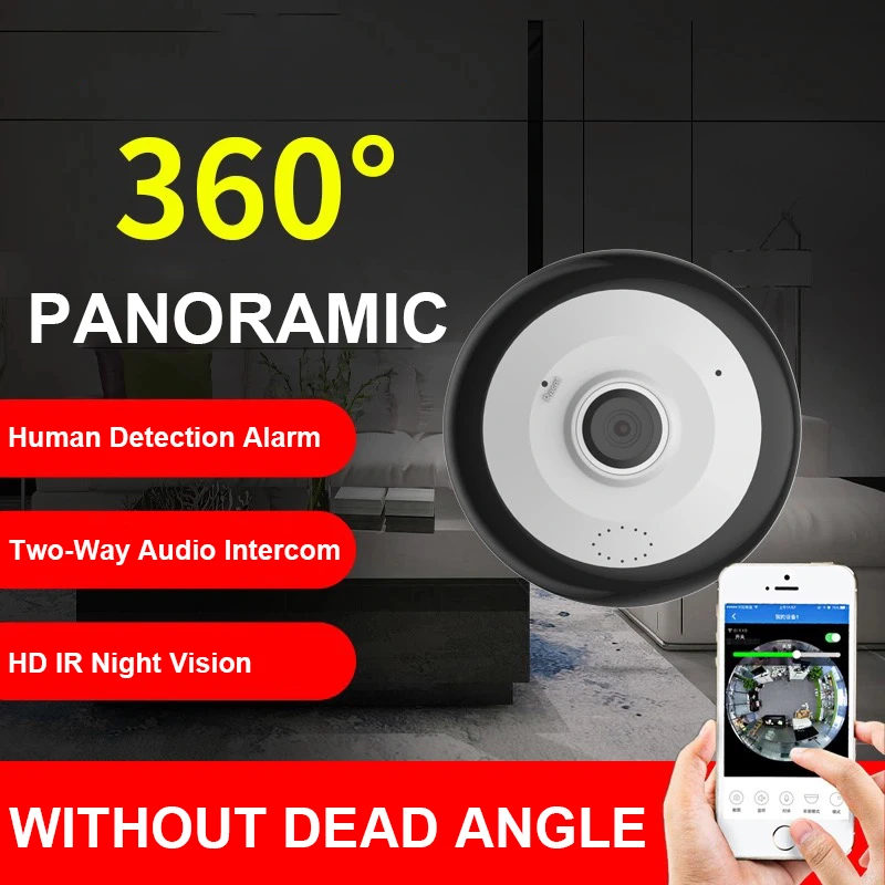 

360° Panoramic Camera Gadget Wifi Fisheye CCTV IP 1080P Two Way Audio Intercom Spy Security Home V380 PRO APP Ceiling Wide Angle