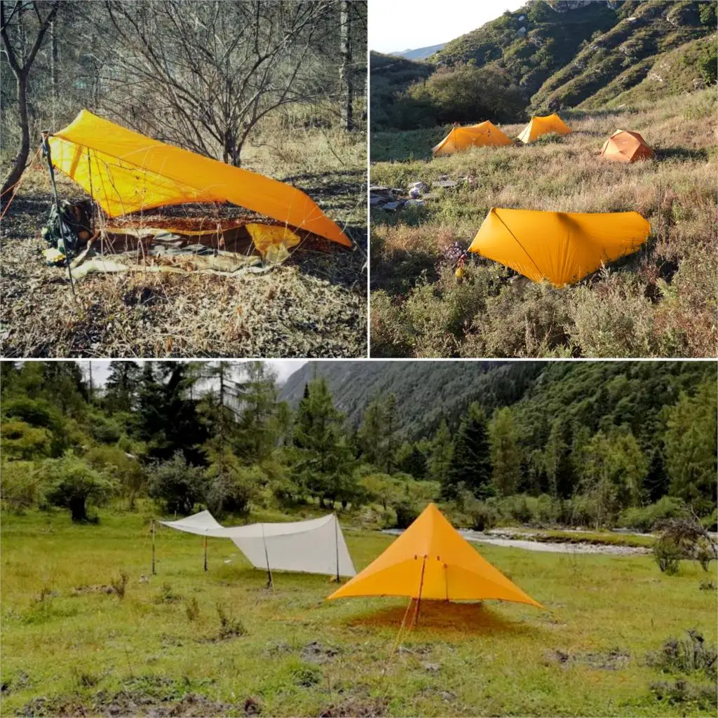 Сверхлегкий 310 г Flysheet тент водонепроницаемый 20D двухстороннее силиконовое покрытие нейлон кемпинг навес дождевой легкий брезент
