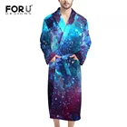 FORUDESIGNSмодные банные халаты с галактикой звездное небо, Мужская Фланелевая Домашняя одежда, ночная рубашка с v-образным вырезом, Повседневная Домашняя одежда по индивидуальному заказу