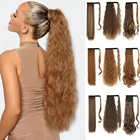 XQ 32-дюймовый синтетический кукурузный волнистый длинный парик для конского хвоста удлинение волос с двойной клипсой градиентный коричневый конский хвост комбинированный купить супер скидка