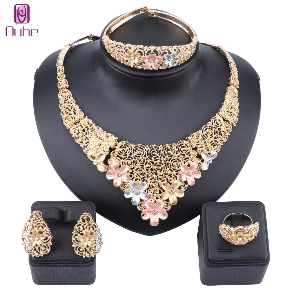 

Свадебные аксессуары кристалл цветок кулон ожерелье серьги браслет кольцо для женщин Свадебная вечеринка ювелирные наборы