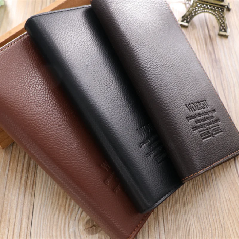 Cuero genuino bloqueo cartera cremallera monedero bolsillo bolso largo pasaporte cubierta para hombre tarjetero | Багаж и сумки