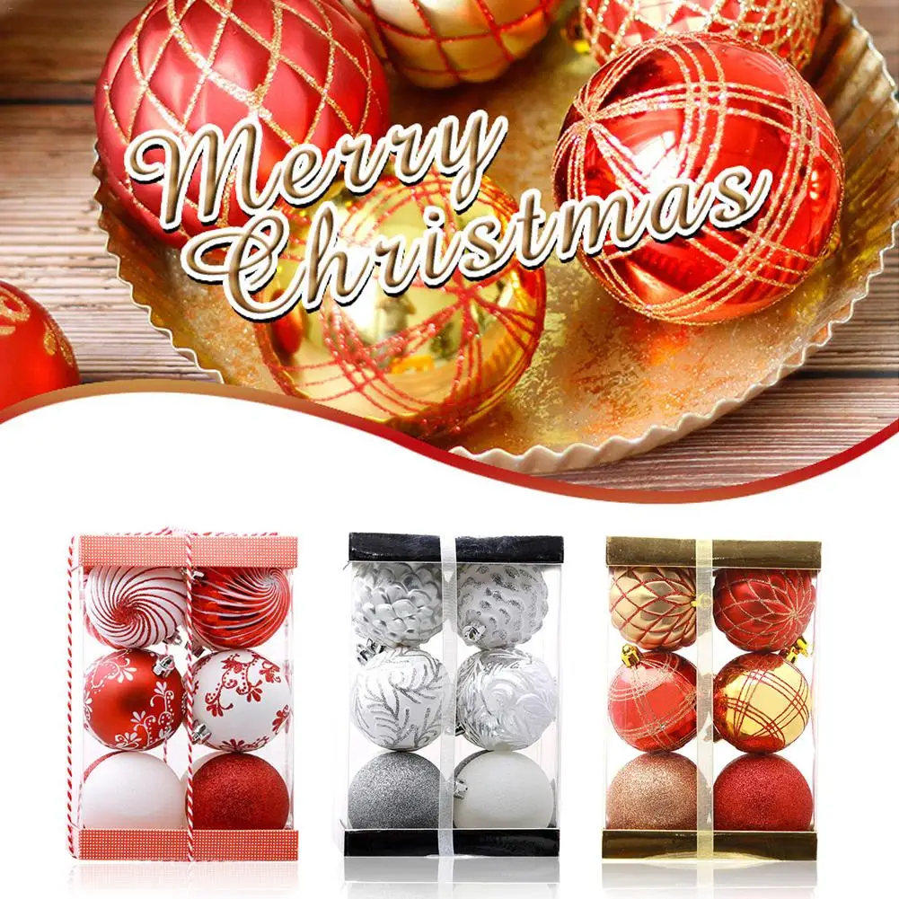 12 шт 7 см инновационные пластиковые красные Белые Рождественские шары ручной