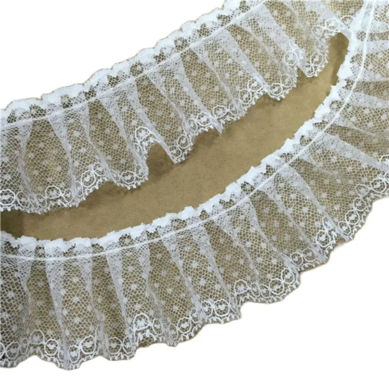1 ярд плиссированный Тюль кружевная отделка ткань 5 см лента для аппликации