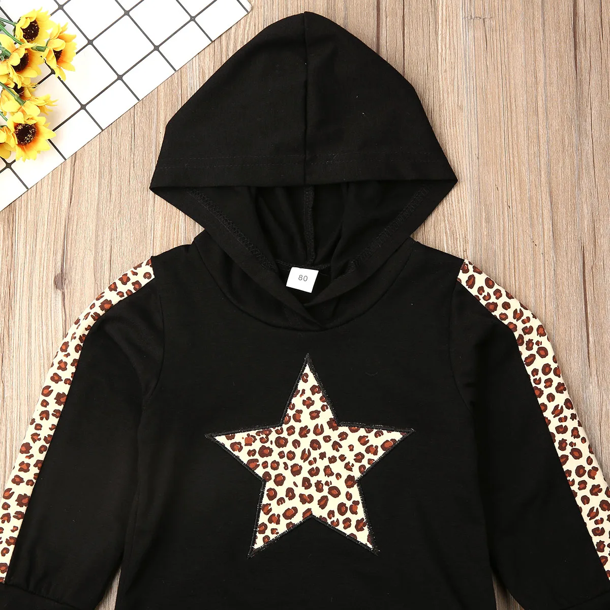 Одежда для девочек коллекция 2019 года Детский свитер с капюшоном и леопардовым