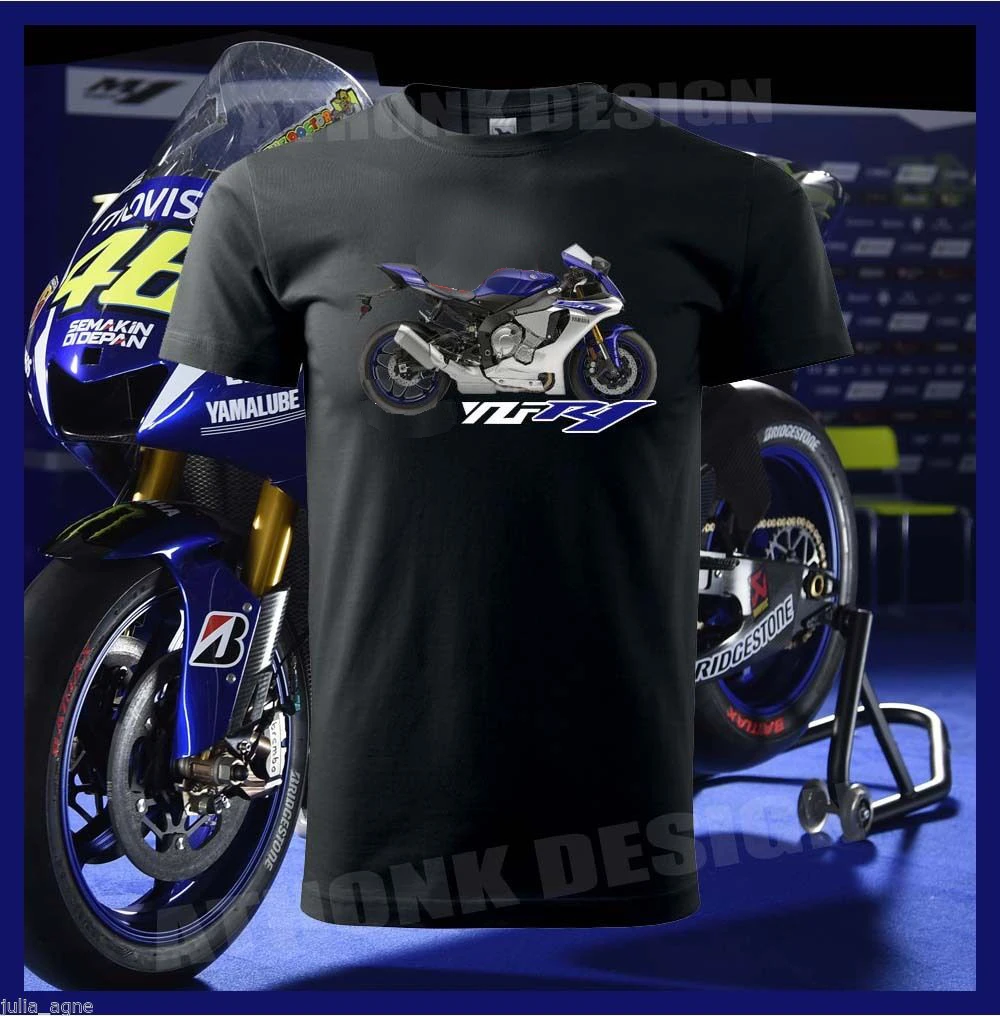 

Hot Sale BLUE YZF-R1 SUPERSPORT MOTORCYCLE Fans T-SHIRT YZF-R1 Summer Style O Neck 100% Ctton Tee Shirt