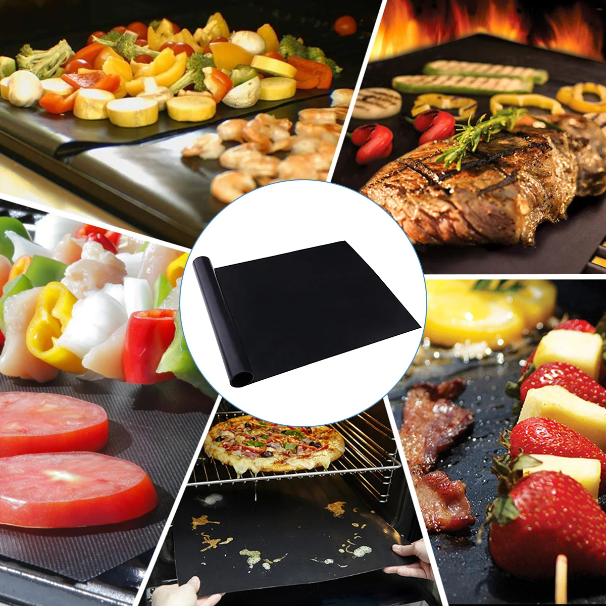 Non-Stick BBQ Grill Mat Baking Cooking Grilling Sheet Heat Resistance Easily Cleaned Kitchen Tools 40X33/40X50CM |