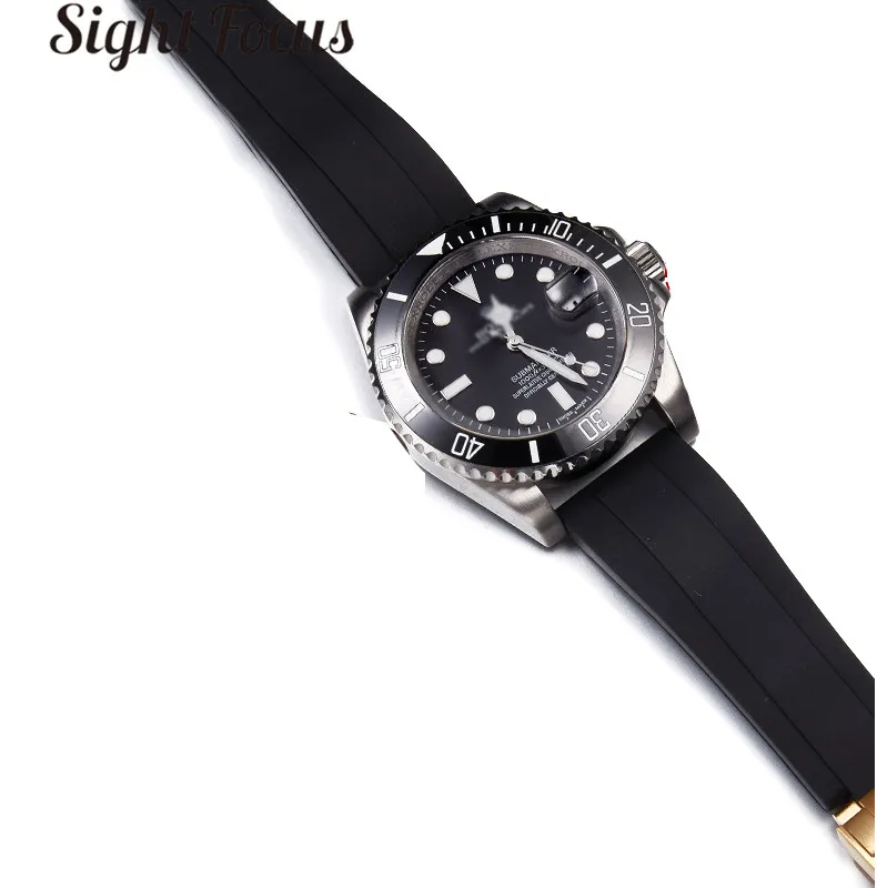 Ремешок резиновый 20 мм 21 для наручных часов браслет Rolex Submariner OYSTERFLEX Daytona yachmaster GMT