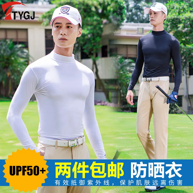 

TTYGJ, одежда для гольфа, летняя мужская охлаждающая нижняя рубашка из вискозы с длинными рукавами, Солнцезащитная футболка с покрытием, Мужск...