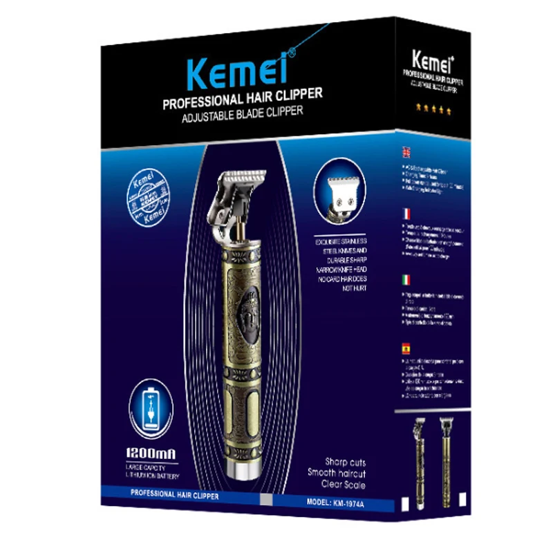 Машинка для бритья Kemei с болдугой Мужская облысная машинка Kemel Precision T Trimer Kamei