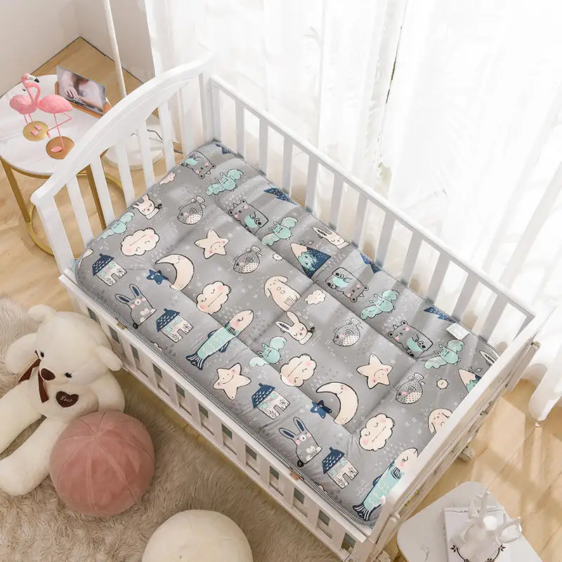 Newborn Baby Crib Mattress 100% Cotton Soft Crib Fitted Sheets Pad Infant Printed Breathable Bedding Set Double Sided Available