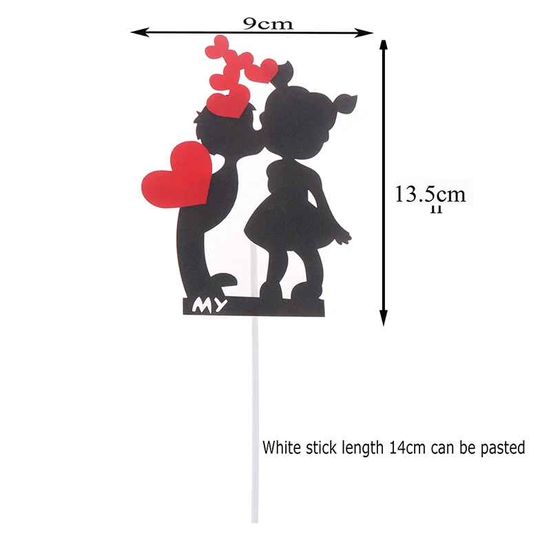1 шт. черный мальчик и девочка с красным Топпер для торта в форме сердца Свадебная