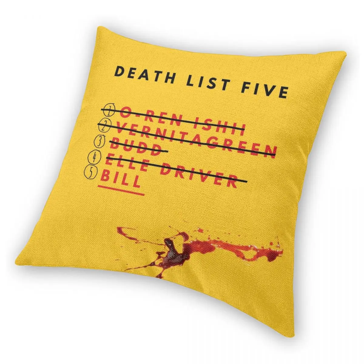 Квадратная наволочка Kill Bill- Death List полиэстер лен бархат на молнии декоративный