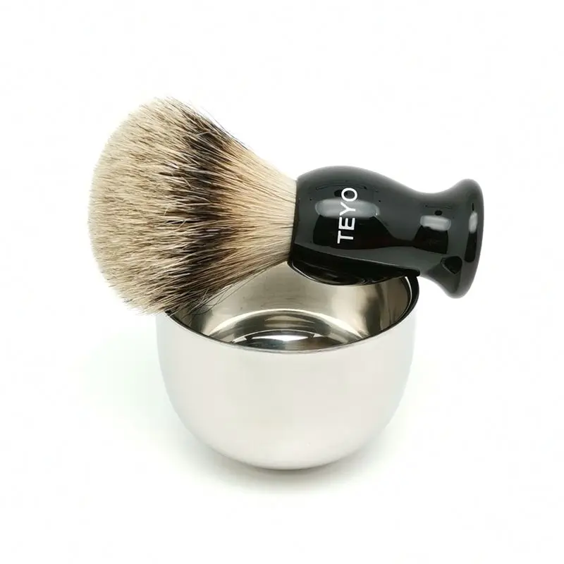 TEYO Silvertip Badger Hair Shaving Brush and Shaving Bowl Set Perfect for Wet Shave Beard Brush