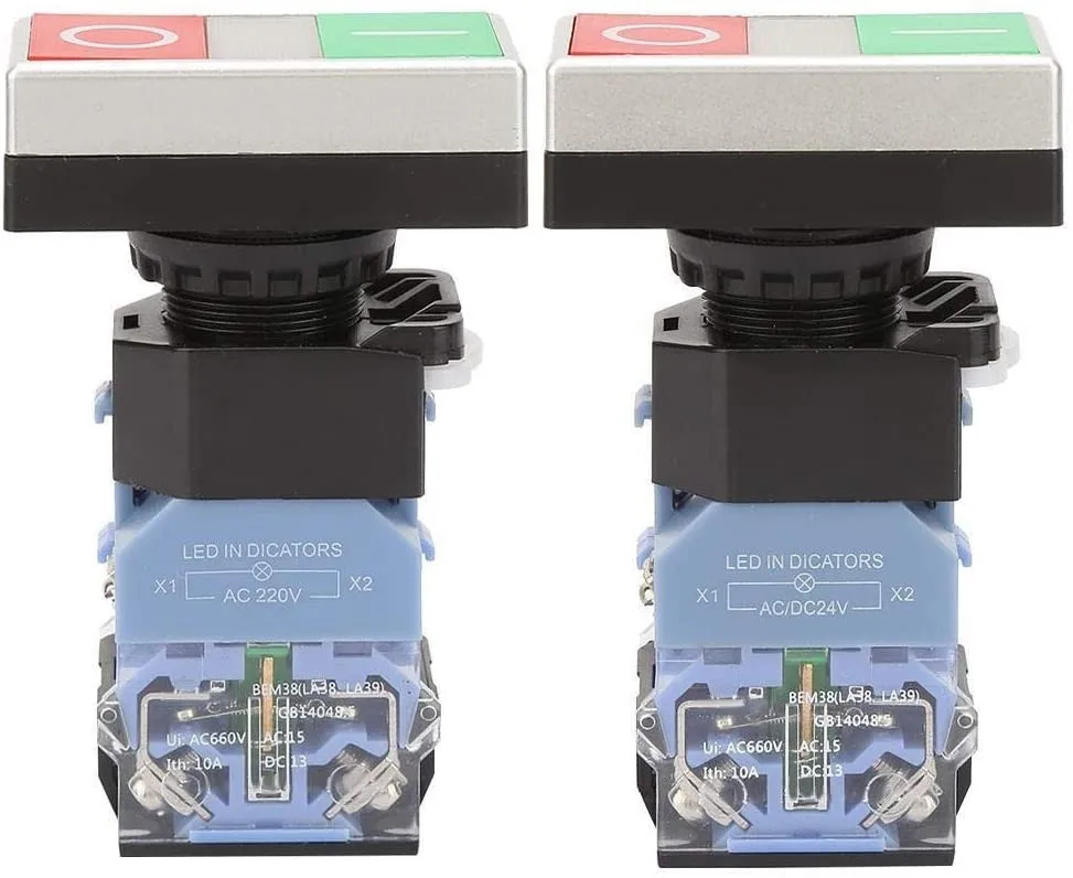 

ON/OFF START/STOP Push Button W Light Indicator Momentary Switch Red Green Squar Two-position Lighted Self-reset Button Switch