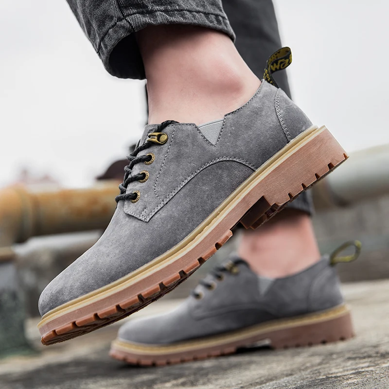 Туфли-оксфорды мужские из коровьей замши модные повседневные Роскошные