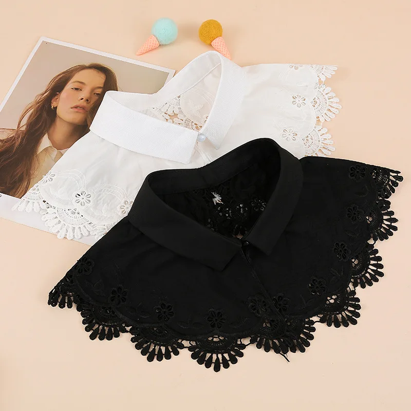 

Fake Collar for Womens Shirt Embroidered Floral Fake Collar Shawl Doll False Collar Decorative Shirt Collar Detachable Shawl