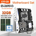 Материнская плата JINGSHA X99 E8I LGA 2011 с E5 2695V3 и 4 шт. x 8 ГБ = 32 Гб DDR4 2133 МГц, с поддержкой ECC REG RAM