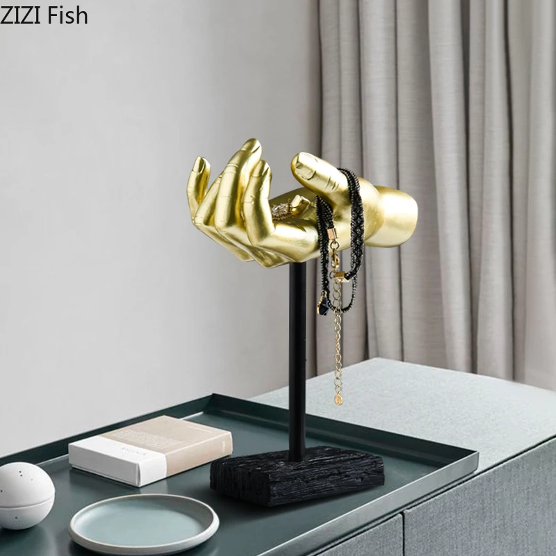 

Креативная акриловая витрина для ювелирных изделий с золотыми пальмами, роскошный винный шкаф для крыльца, туалетный столик, украшение для ...