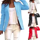Женский винтажный Блейзер на одной пуговице, однотонный облегающий пиджак с отложным воротником и карманами, офисный костюм с длинным рукавом, осень