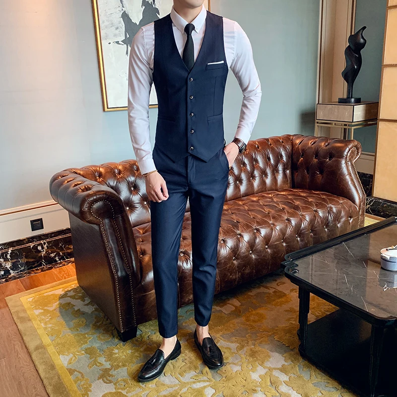 Костюмный жилет дружки Тонкий платье без рукавов с v-образным вырезом