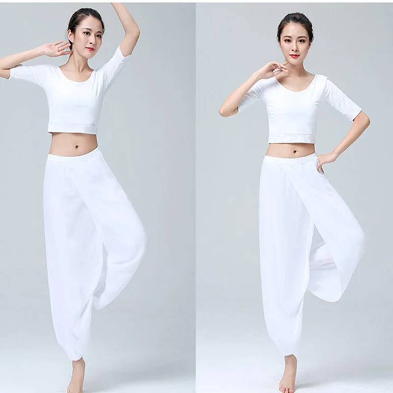 

Yoga Suit Set Summer Modal White Elegant Gauze Yoga Dance Fitness Thin Style Elegant Fairy Spirit Body Sports Training Clothes