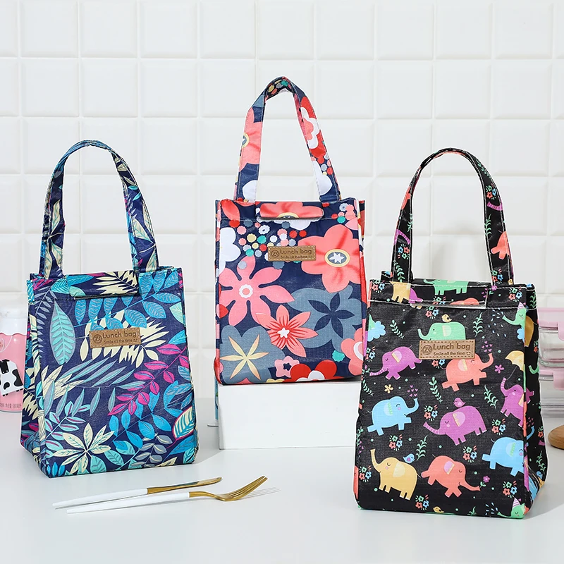 

QQD Lunch Bag Multifunction Cooler Bag Multicolor Waterproof Women Hand Pack Thermal Breakfast Box Portable Picnic Causal Travel