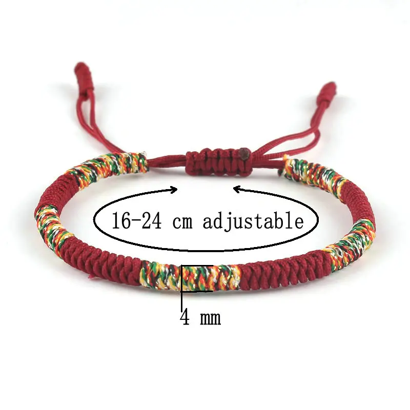 Браслет на удачу ручной работы тибетский буддизм красочная нить плетеная