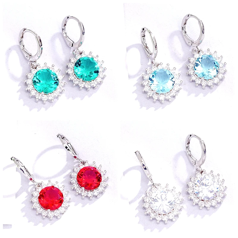 ESSFF модные белые золотистые серьги кольца круглый из разноцветного прозрачного