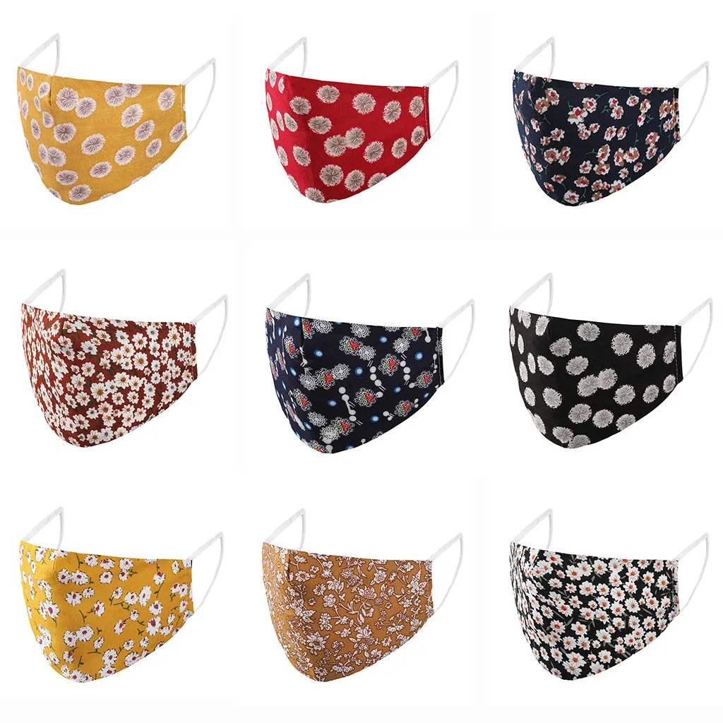

3PC Face Mask Unisex Cute Print Outdoor Mouth Mask Washable Reusable Face Mask Protective Mouth Cover Mondmasker Wasbaar A50