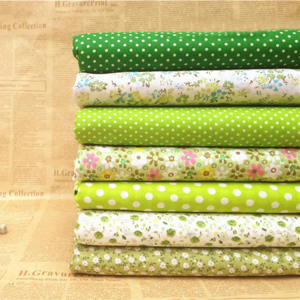 7Pcs Assorted Floral Printed Cotton Cloth Sewing Quilting Fabric for Patchwork Needlework DIY Handmade Material 25 x 25cm Square