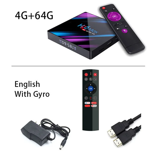 Voice with Gyro Android 9,0 ТВ-приставка 4 Гб ОЗУ 32 Гб 64 Гб ПЗУ ТВ-приставка H96 MAX RK3318 4K 2,4G/5G WiFi Bluetooth Смарт-медиаплеер pk tx3 mini - Цвет: Voice with Gyro