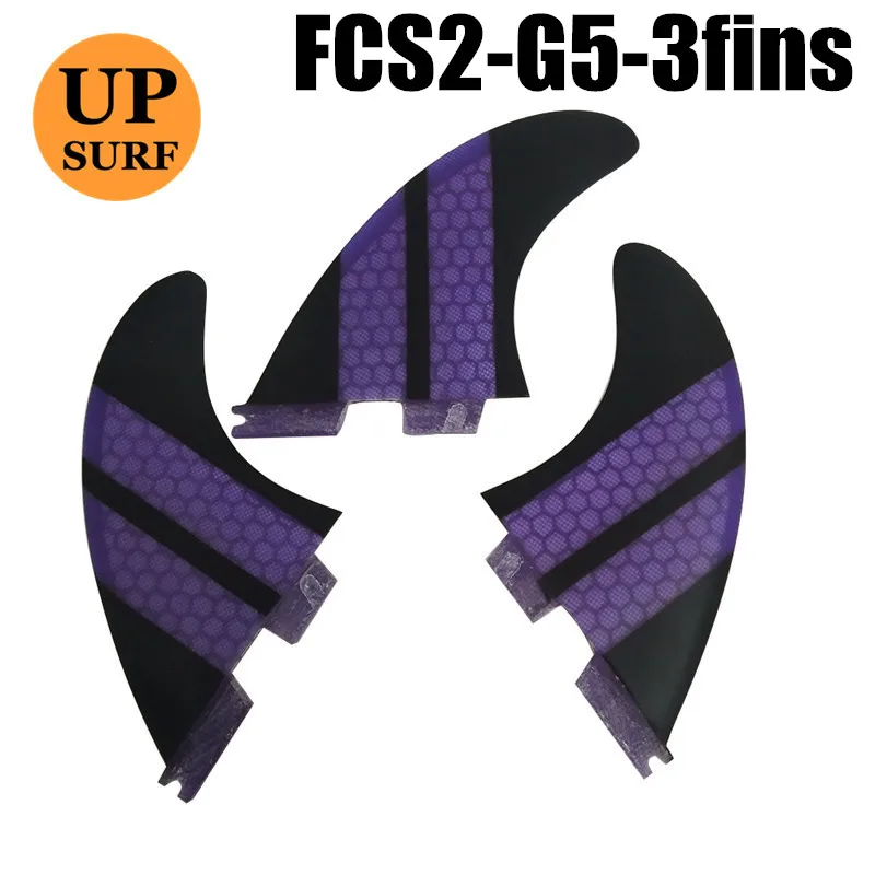 2 шт./3 шт./5 шт. FCS2 G3/G5/K2.1 плавники для серфинга FCS ii фиолетовый, желтый, синий, оранжевый плавник из стекловолокна три набора для серфинга Quilhas FCSIIFin - Цвет: 04 G5-3fins