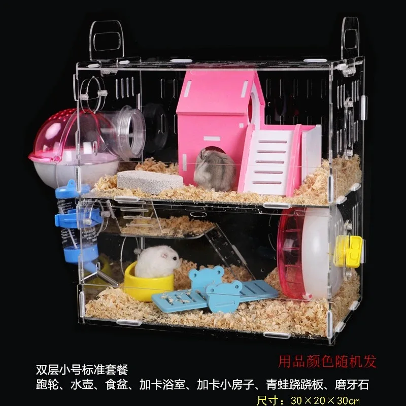 Multi-Layer Hamster Cage Transparent Acrylic House with Accessorie for Guinea Pig Small Animals Sleeping and Playing | Дом и сад