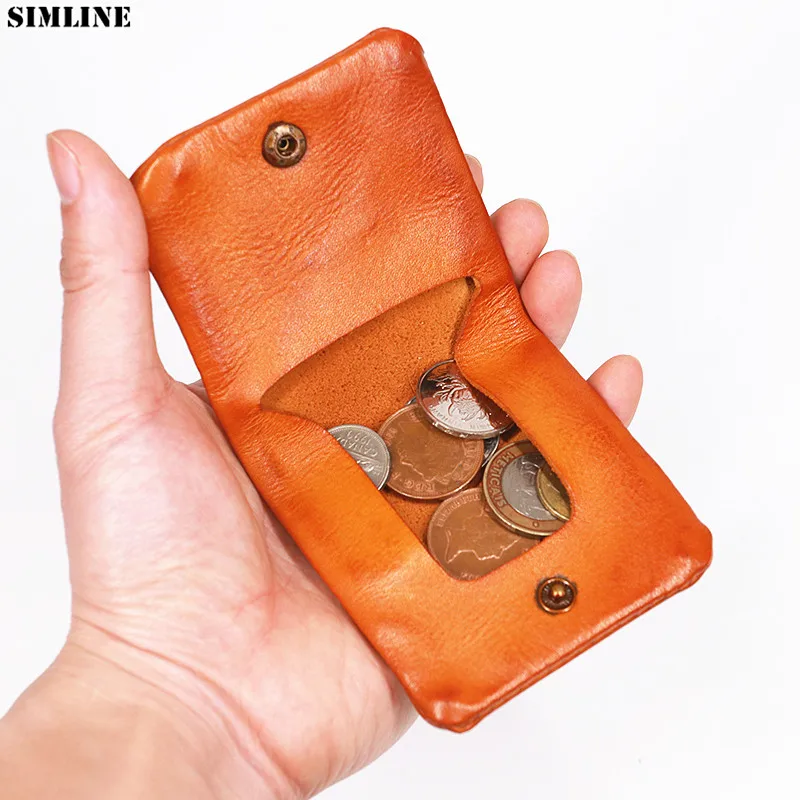 Кошелек для мелочи из натуральной воловьей кожи мужчин и женщин винтажный