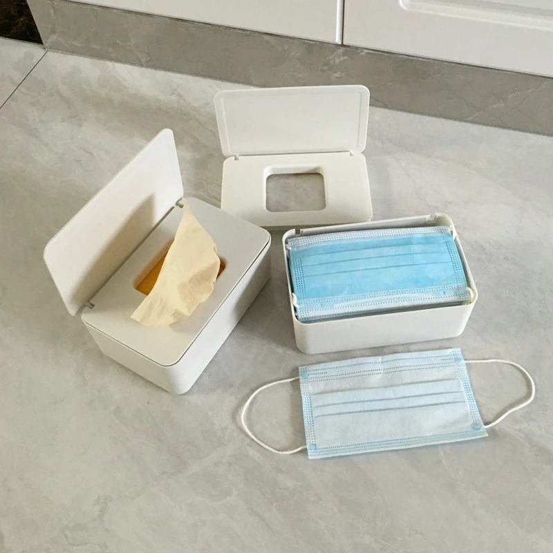 

Wet Wipes Dispenser Holder With Dustproof Cover Tissue Storage Box For Home Office Desktop Storage Tissue Box Mask Storage Box