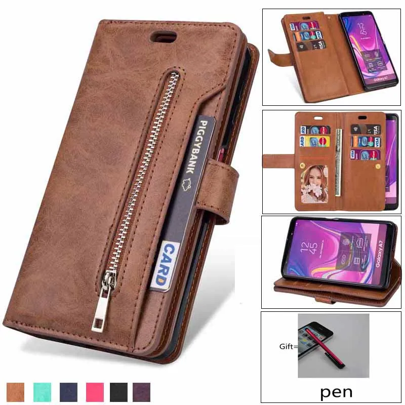 

Retro Zipper Wallet For Samsung S7 S8 S9 S10 note10 Note8 Note9 J5 A3 A5 2017 J3 J4 J7 J6 A6 J8 A750 2018 Cover Phone Case