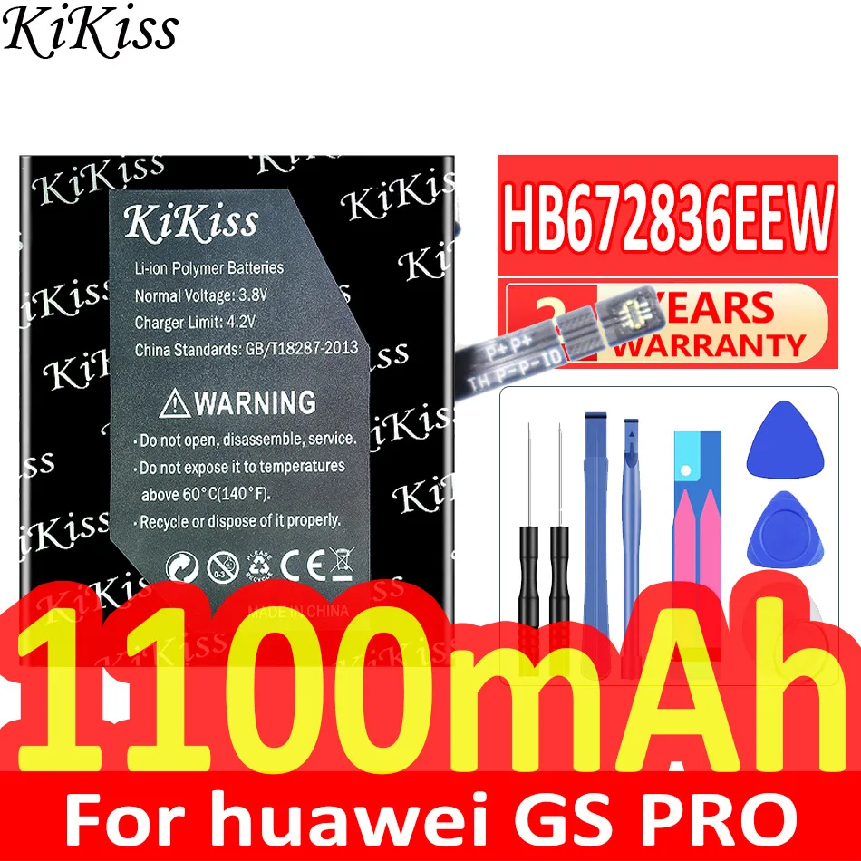 

Мощная батарея 1100 мАч KiKiss HB672836EEW для часов Huawei GS Pro GSPro