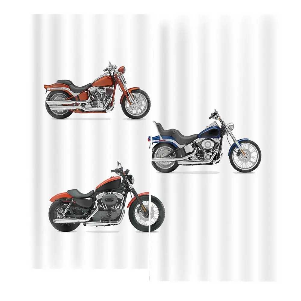 Индивидуальные мотоциклетные оконные занавески Иллюстрация трех мотоциклов