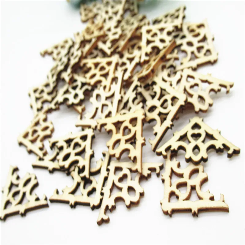 20/50шт 30мм натуральная вырезанная кружевная фигура узора из дерева для скрапбукинга ручной работы для декора дома DIY Q27.