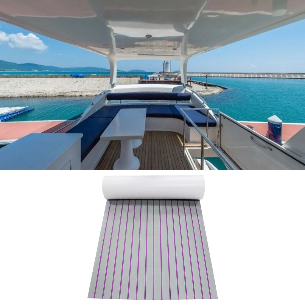 

240x60x5cm Boat Flooring Sheet Mat Non-skid Eva Foam Faux Teak Boat Decking Mat Self-Adhesive for Yacht RV Marine Boat Deck