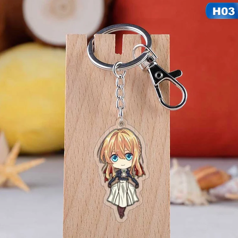 Модный Фиолетовый эвергарден аниме акриловый брелок милый забавный Porte Clefs сумка кулон ювелирные аксессуары Brelok Do Kluczy детские игрушки - Цвет: H03