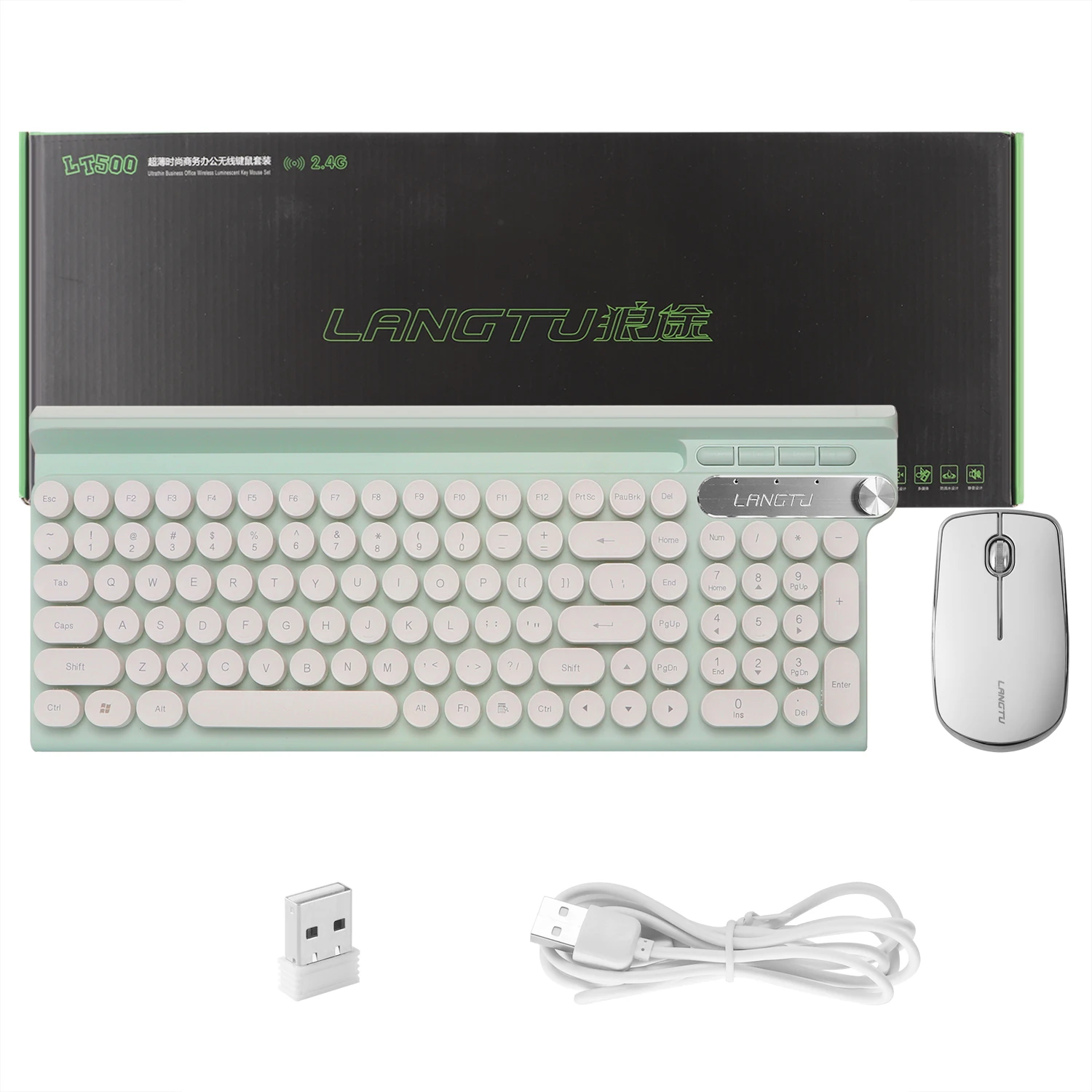 

LT500 Silent Wireless Keyboard with Mouse Combo 102 Keys Keypad Rechargeable 1600 DPI Ergonomic Mause for Desktop PC Laptop Gift