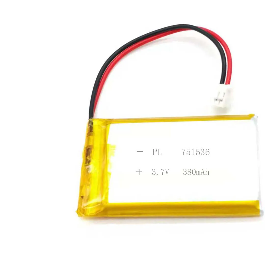 

MSDS Verified 2/5/20/200/1000/10000pcs 3.7V 380mAh 751536 Li Lithium Polymer ion Battery with 2.0mm JST